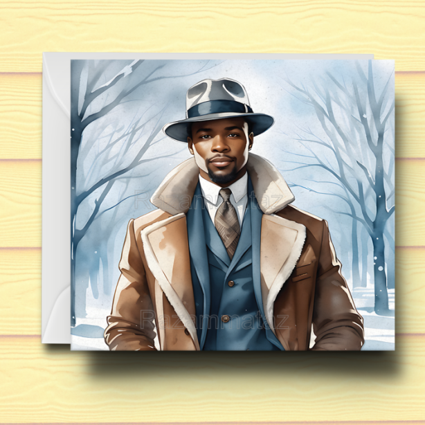 Black Man E Christmas Card